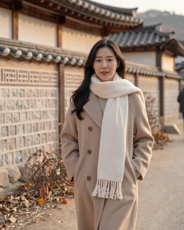 Korean heritage woman walking through traditional neighborhood representing North Korean diaspora culture and adaptation