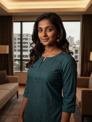Priya, 29, verified Indian woman from Mumbai in teal kurti with warm confident smile