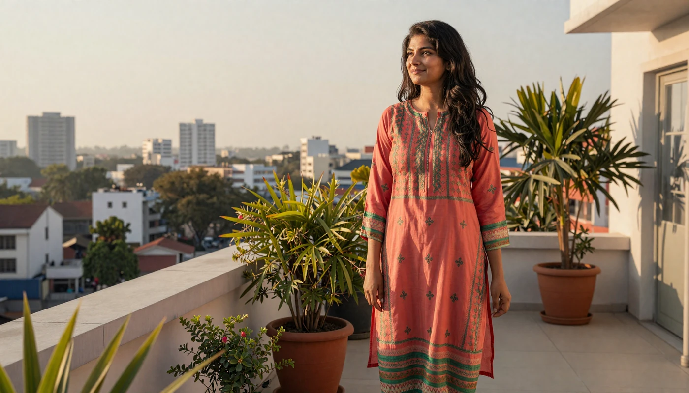 Beautiful Bangladeshi woman in colorful salwar kameez ready for online dating