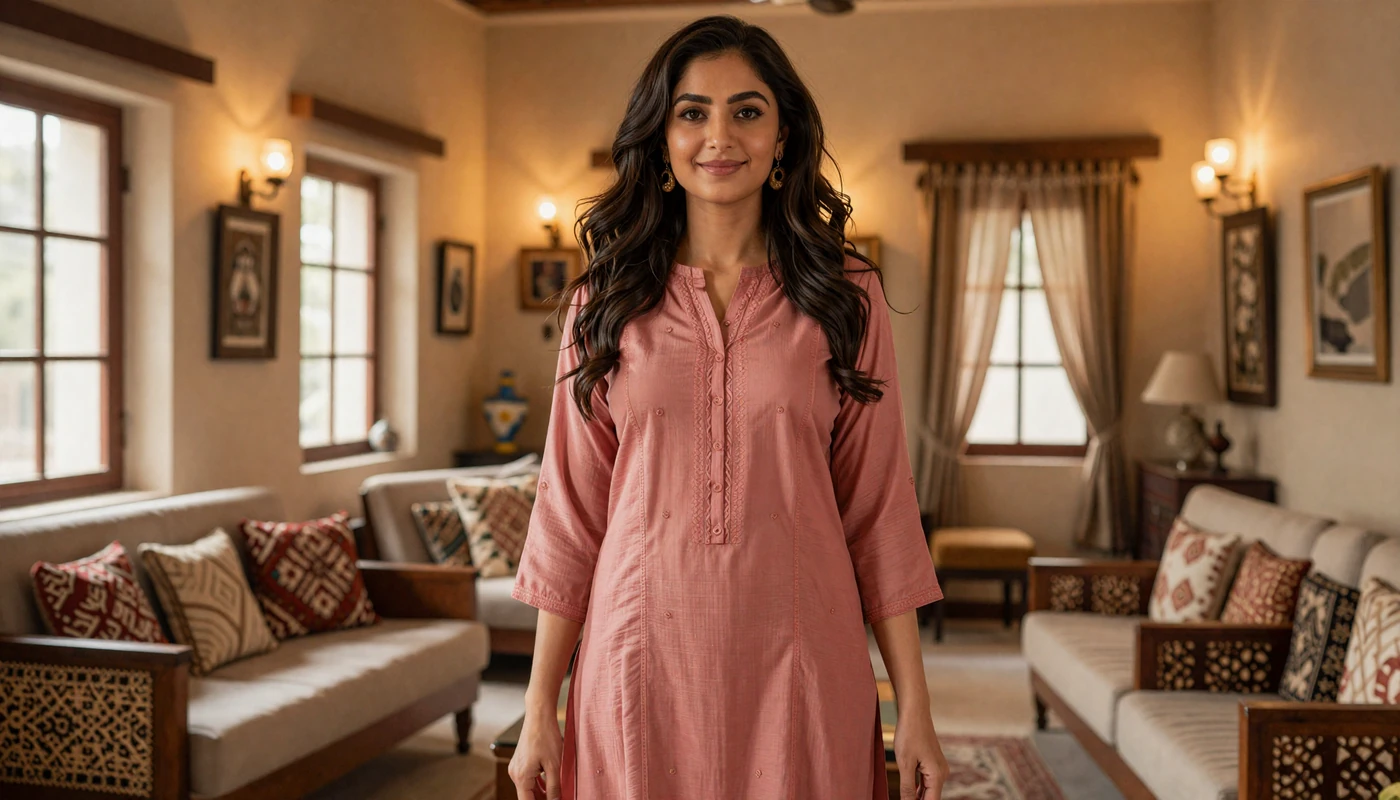 Beautiful Pakistani woman in casual shalwar kameez ready for dating