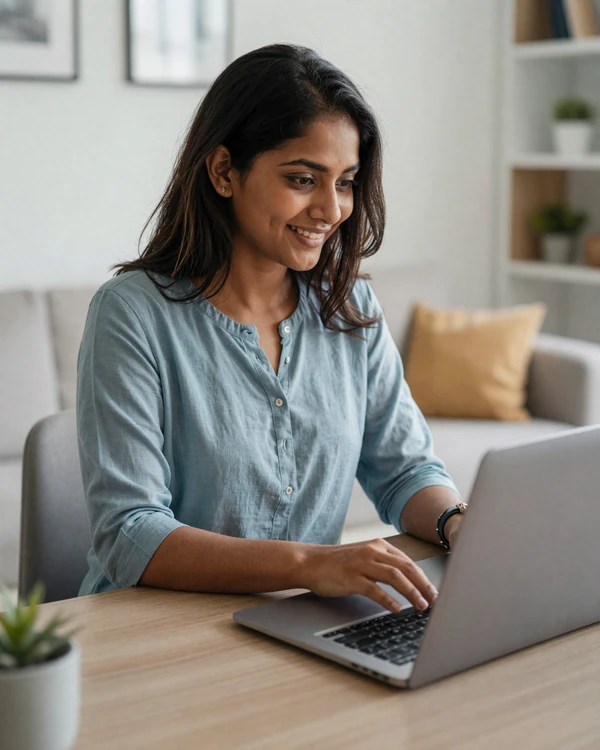 Bangladeshi woman using TheNewRelationships video chat to connect with Western partner