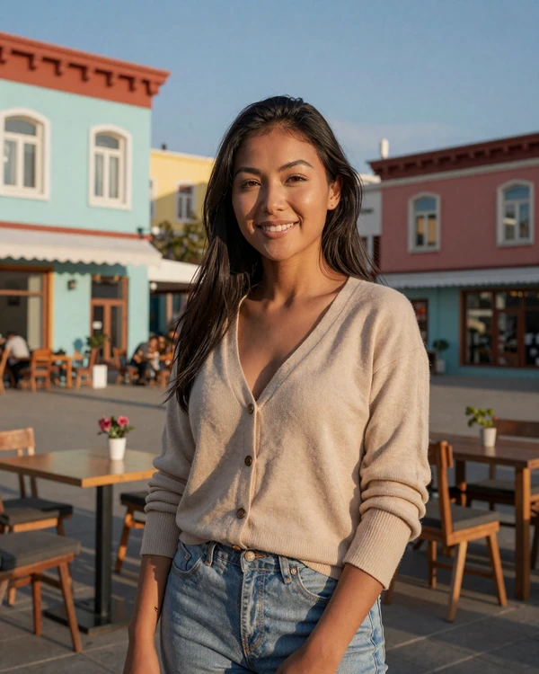 Mongolian woman in casual modern outfit at an Ulaanbaatar cafe reflecting contemporary Mongolia singles lifestyle